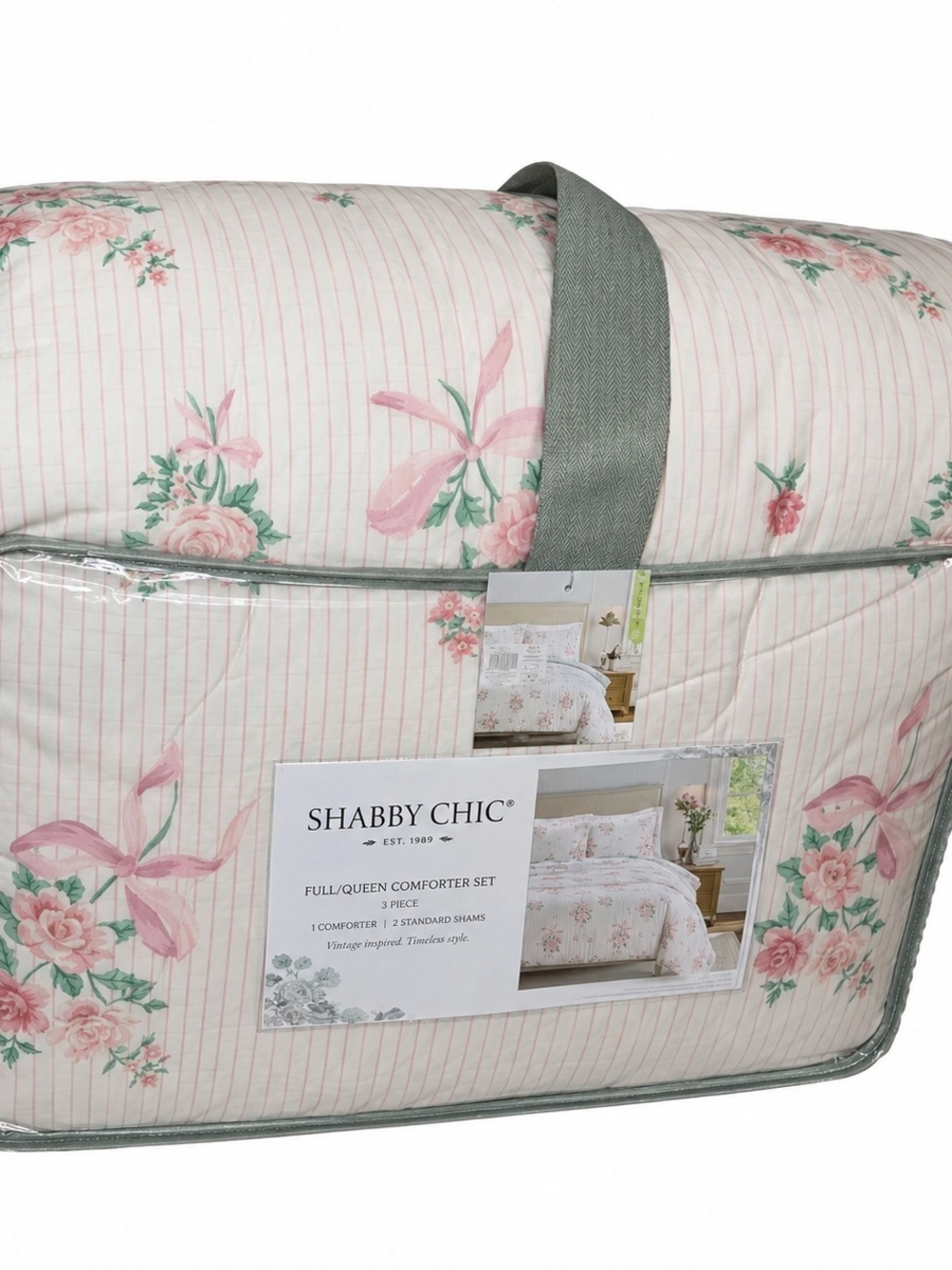 Shabby Chic Coquette Bow Floral Comforter Set